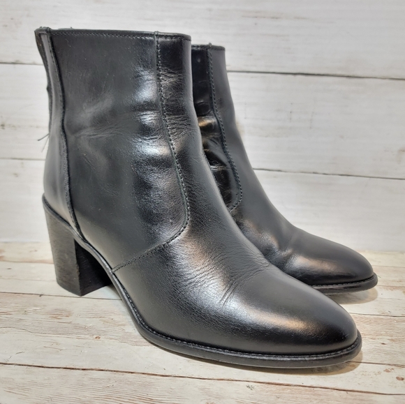 Madewell  Womens Leather Booties Ankle Boots Heels Back Zip B2061 Black Sz 7.5 - Picture 10 of 14